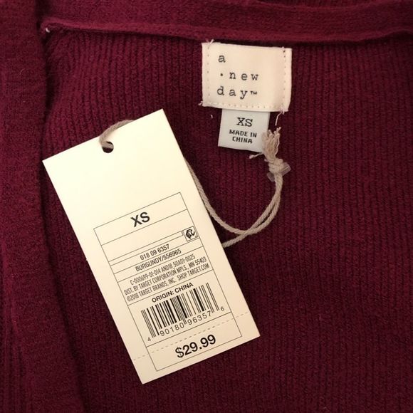 A New Day Burgundy Ribbed Knit Long Sleeve Sweaterdress size XS NWT - Picture 8 of 11